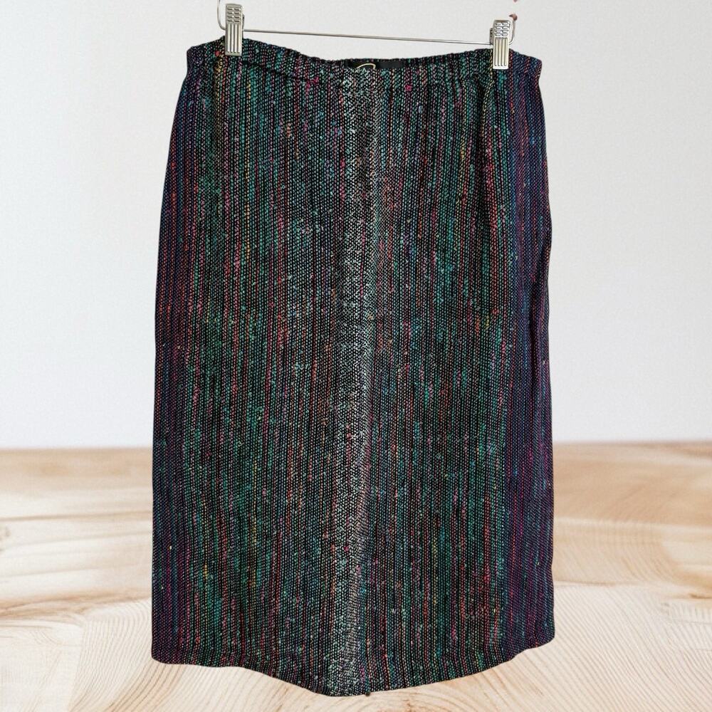 Svetlana Textile‎ Artist Hand Woven Pencil Skirt Size M Black Multi Great Colors